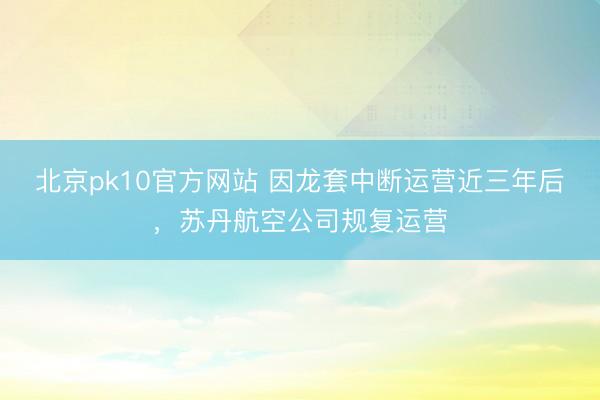 北京pk10官方网站 因龙套中断运营近三年后，苏丹航空公司规复运营