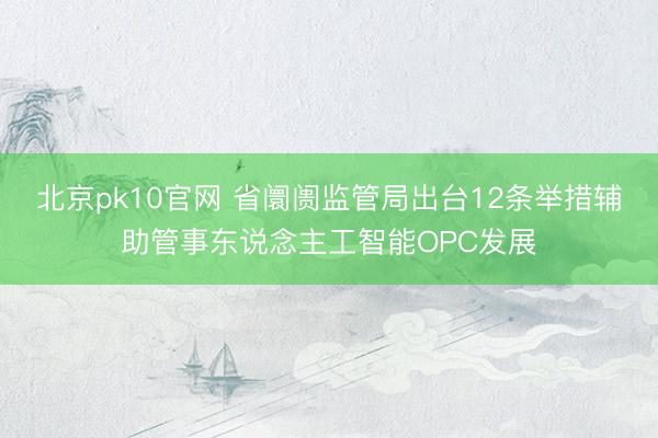 北京pk10官网 省阛阓监管局出台12条举措辅助管事东说念主工智能OPC发展