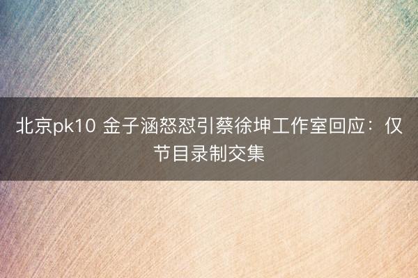 北京pk10 金子涵怒怼引蔡徐坤工作室回应：仅节目录制交集