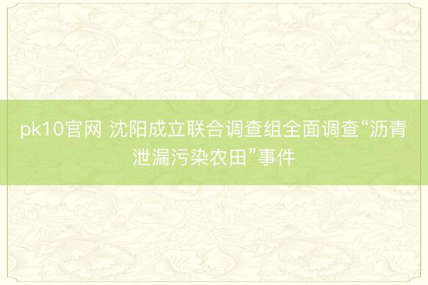 pk10官网 沈阳成立联合调查组全面调查“沥青泄漏污染农田”事件