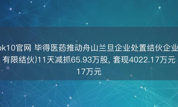 pk10官网 毕得医药推动舟山兰旦企业处置结伙企业(有限结伙)11天减抓65.93万股， 套现4022.17万元