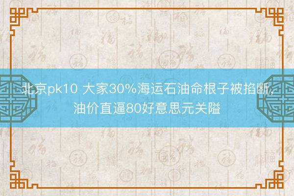 北京pk10 大家30%海运石油命根子被掐断,油价直逼80好意思元关隘