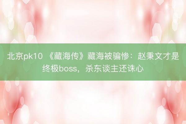 北京pk10 《藏海传》藏海被骗惨：赵秉文才是终极boss，杀东谈主还诛心