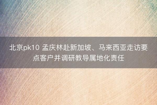 北京pk10 孟庆林赴新加坡、马来西亚走访要点客户并调研教导属地化责任