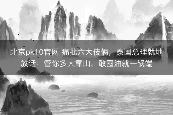 北京pk10官网 痛批六大伎俩，泰国总理就地放话：管你多大靠山，敢囤油就一锅端