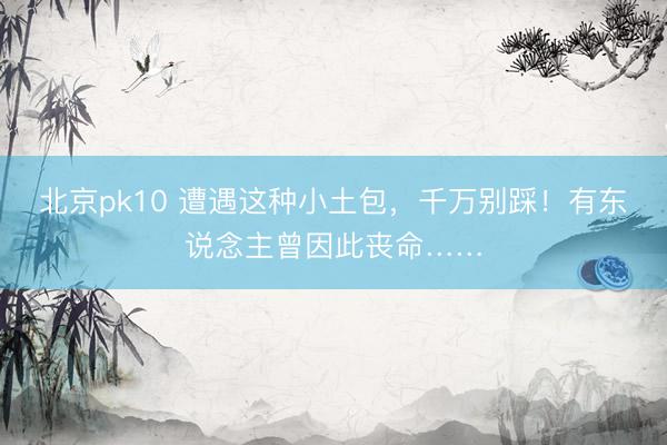 北京pk10 遭遇这种小土包，千万别踩！有东说念主曾因此丧命……